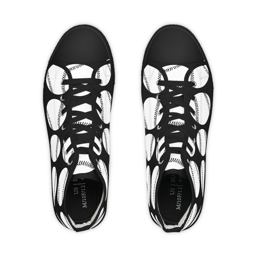 Baseball Pattern High Top Sneakers — Men’s Athletic Canvas Shoes
