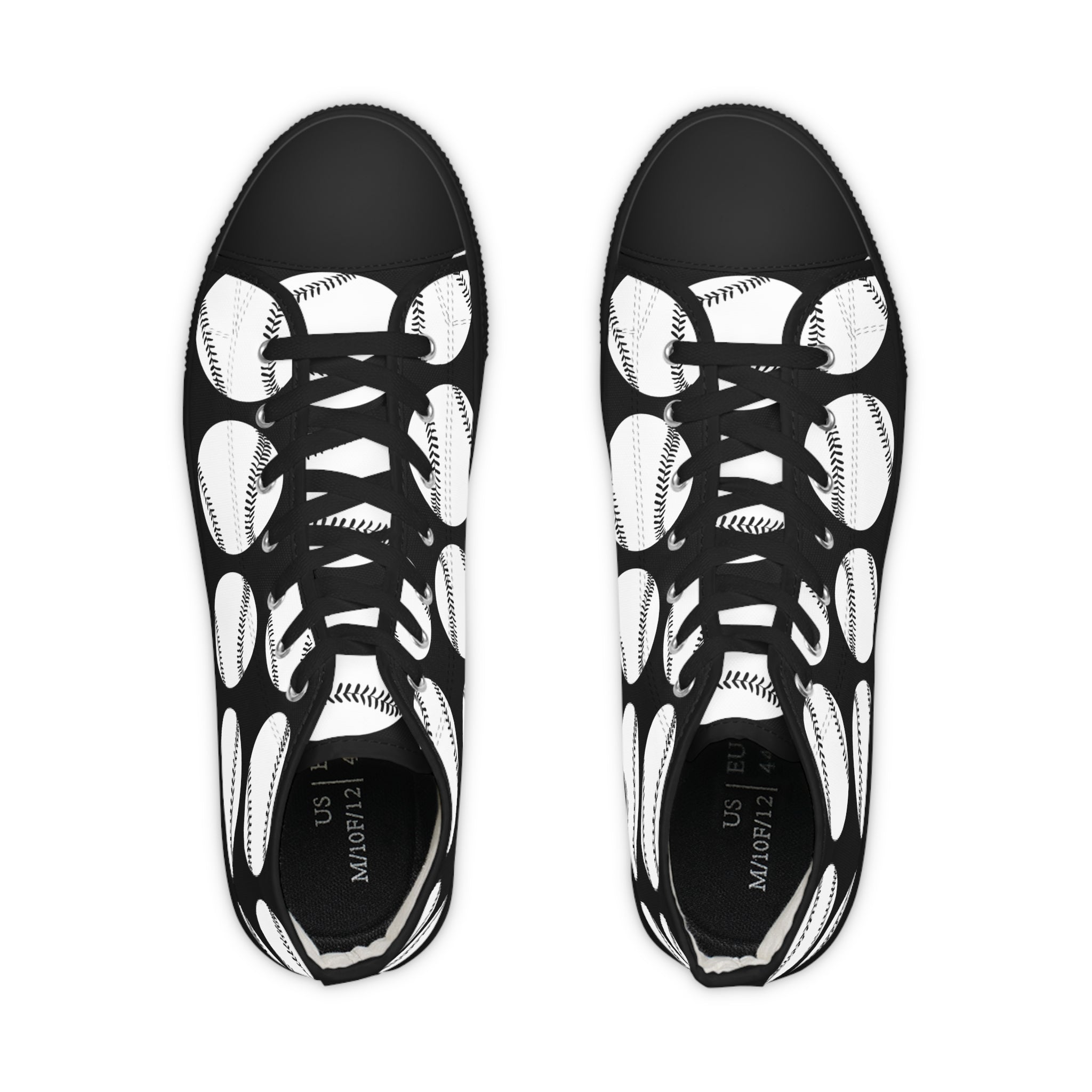 Baseball Pattern High Top Sneakers — Men’s Athletic Canvas Shoes