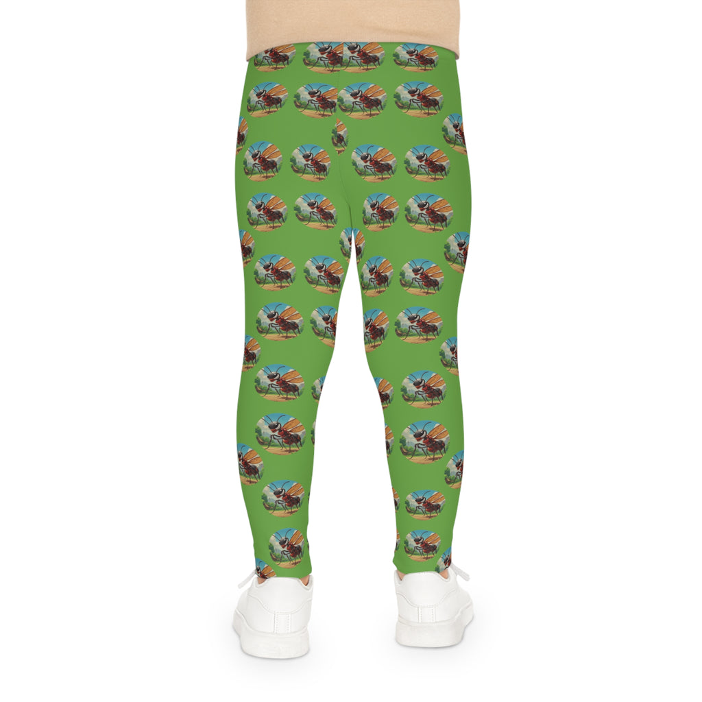 Kids Leggings — Green All-Over Print Cartoon Globe Pattern