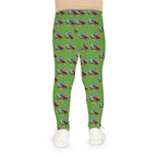 Kids Leggings — Green All-Over Print Cartoon Globe Pattern
