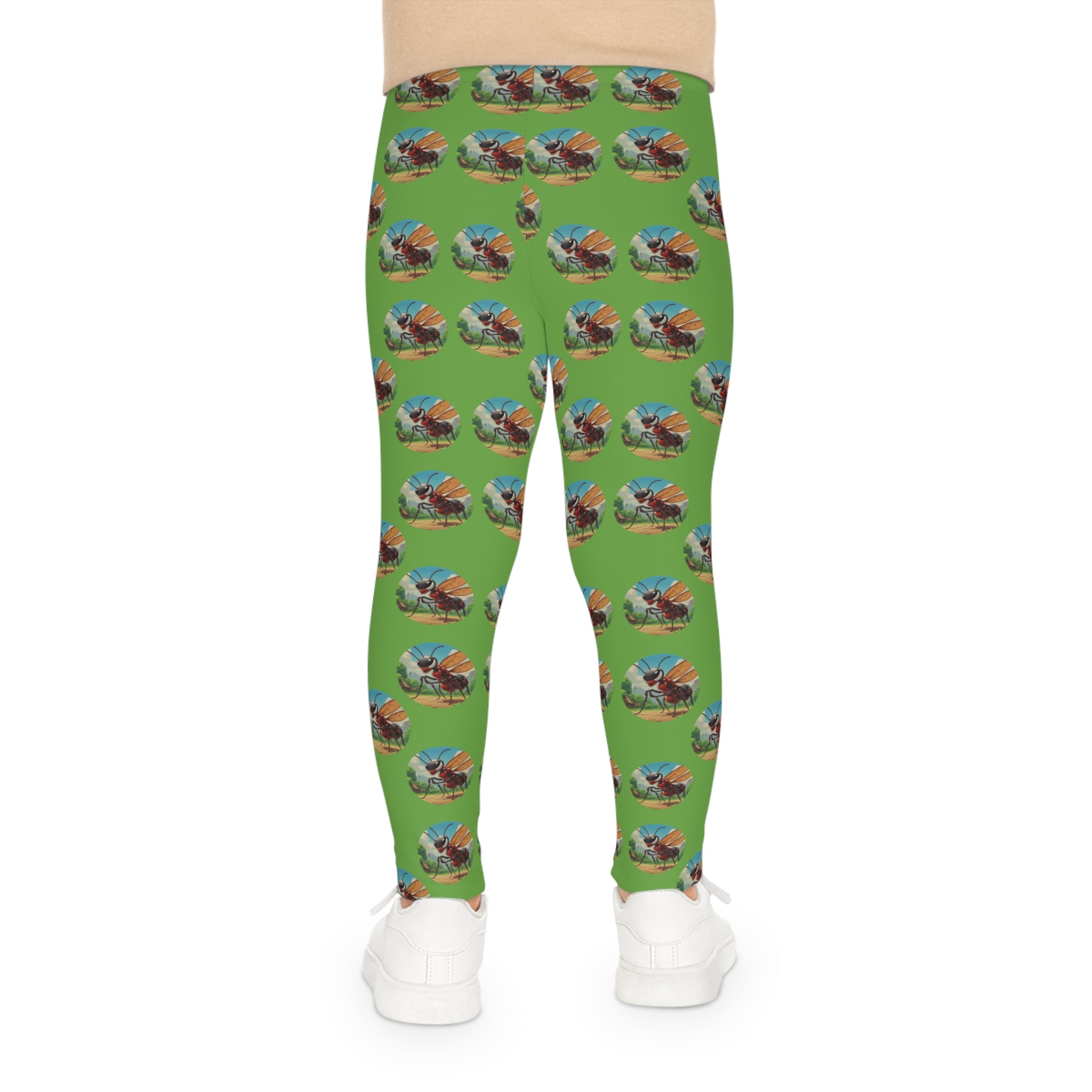Kids Leggings — Green All-Over Print Cartoon Globe Pattern