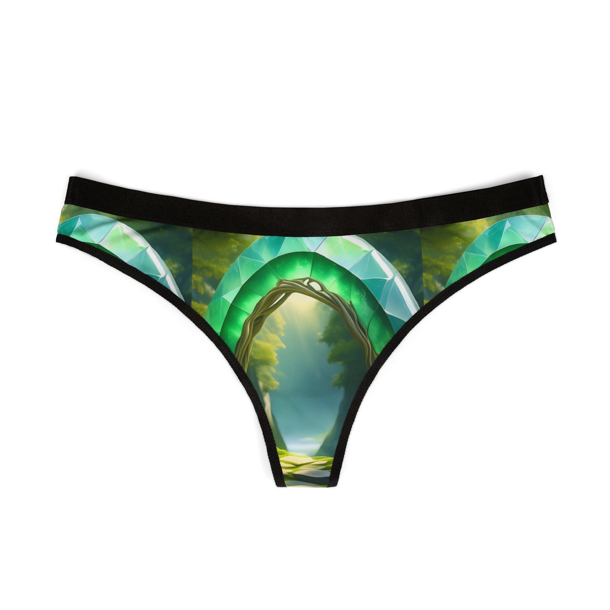 Green Fantasy Landscape Thong — Women's Printed Lingerie