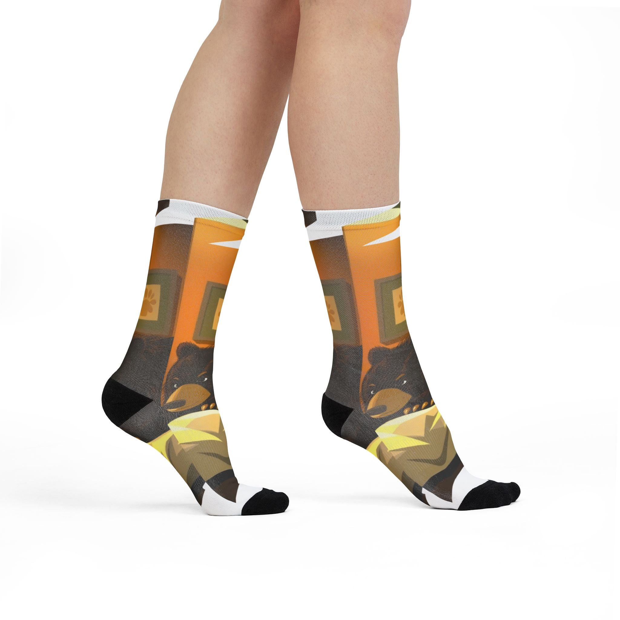 Cozy Bear Crew Socks — Sublimated Graphic Cabin Socks