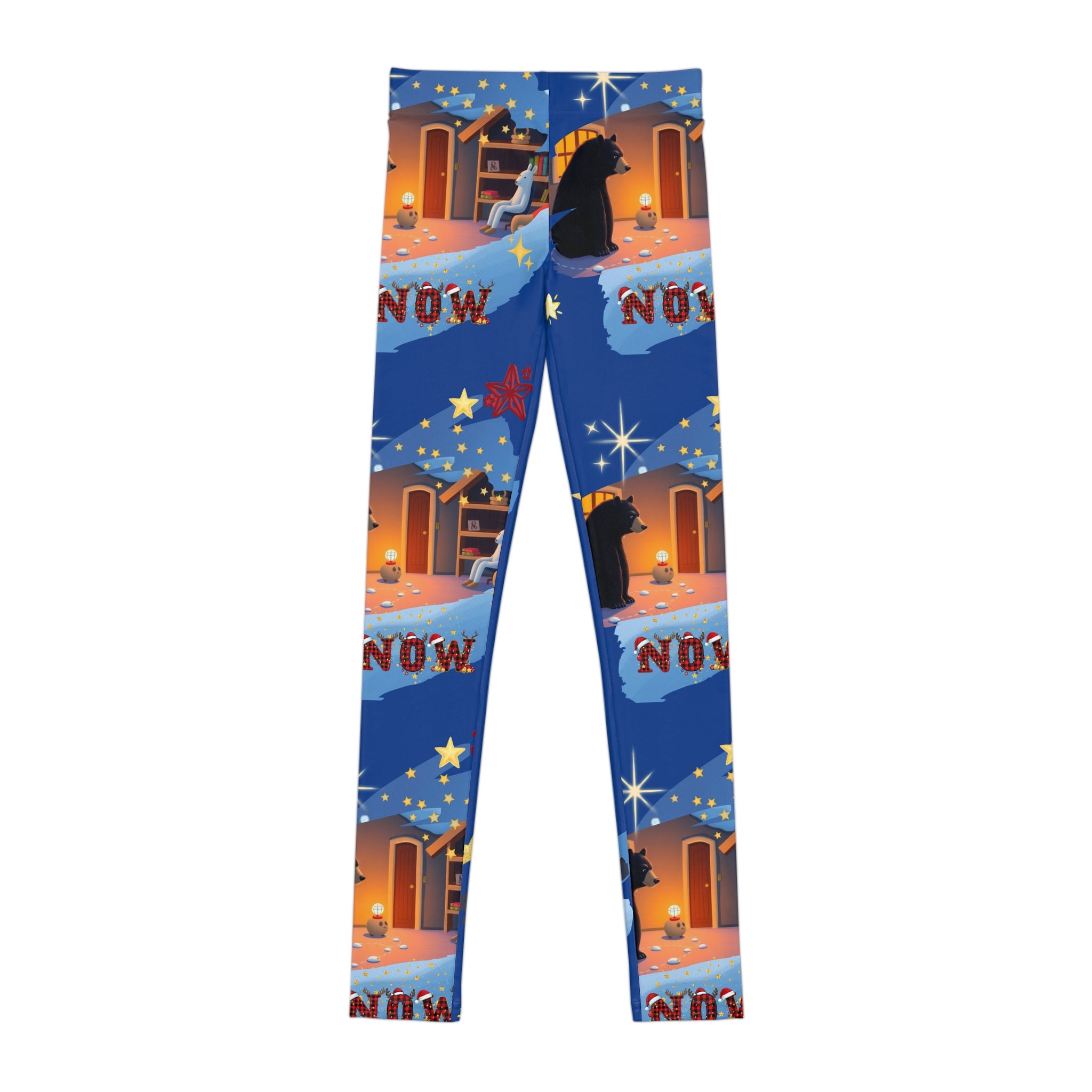 Christmas Nativity Youth Leggings – 'Now' Blue Nativity Print AOP