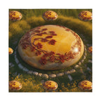 Golden Floral Stone Tablecloth — Botanical Medallion Decorative Table Cover