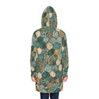 Geometric Teal Hex Tile Hoodie Dress — All-Over Print Cozy Tunic