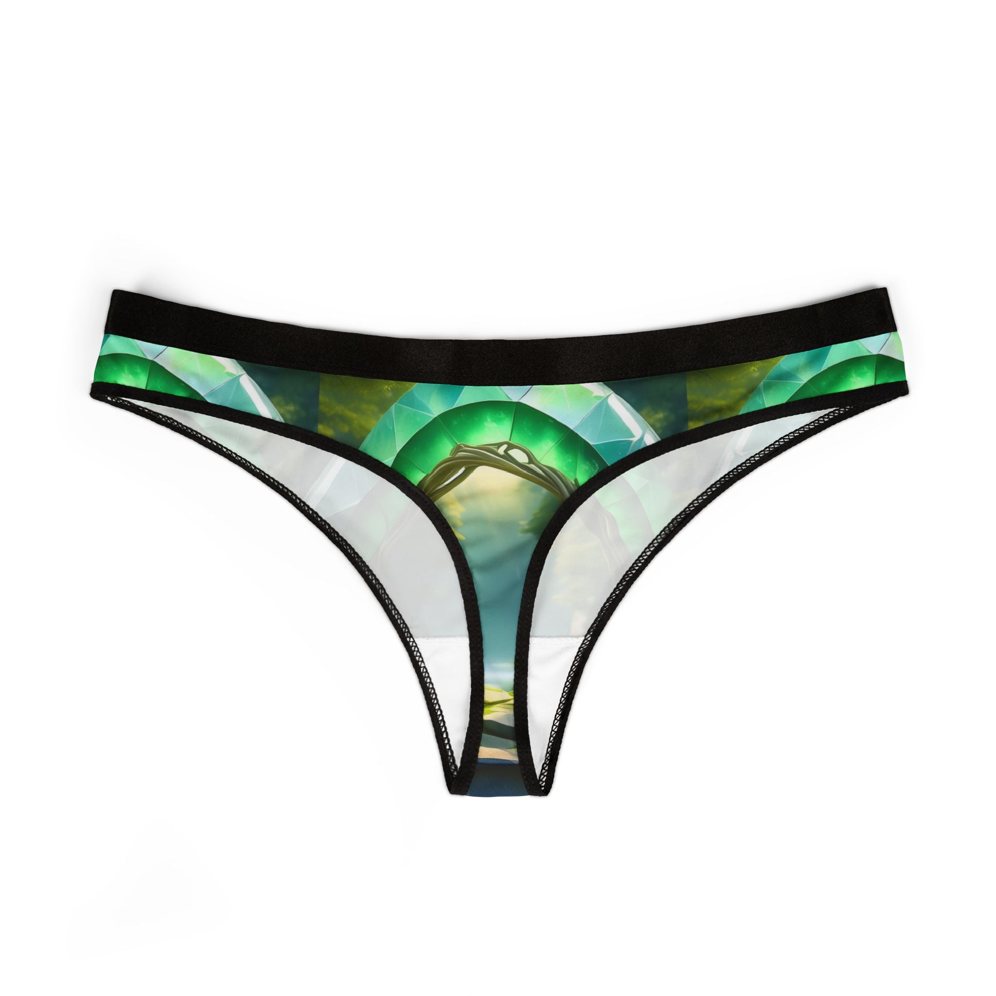 Green Fantasy Landscape Thong — Women's Printed Lingerie
