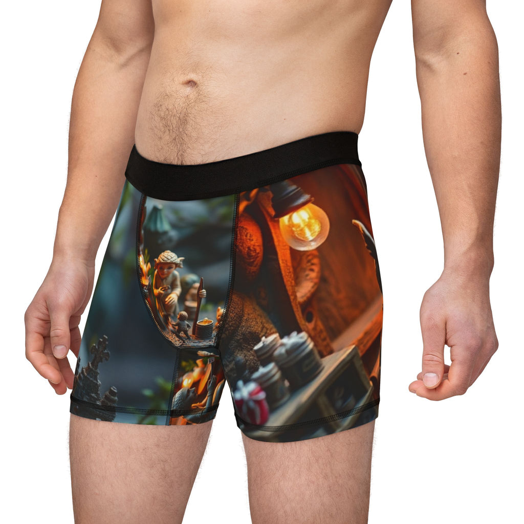 Whimsical Miniature Village Men's Boxer Briefs — Holiday Fairy Tale Print