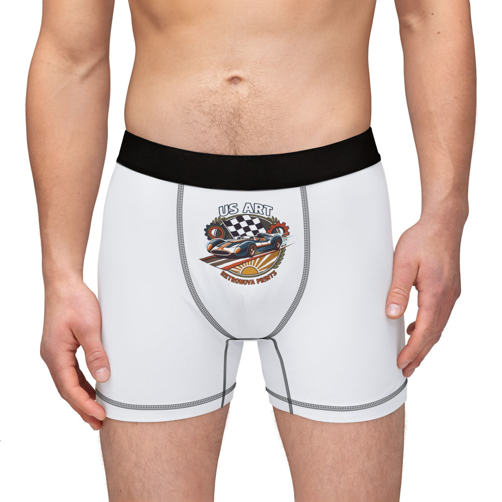 Racing Skull & Flags Boxer Briefs — Men's Graphic Boxer Shorts
