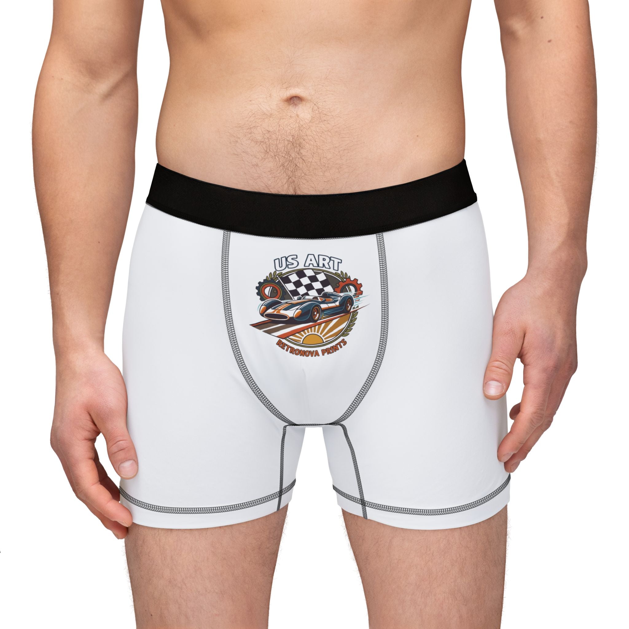 Racing Skull & Flags Boxer Briefs — Men's Graphic Boxer Shorts