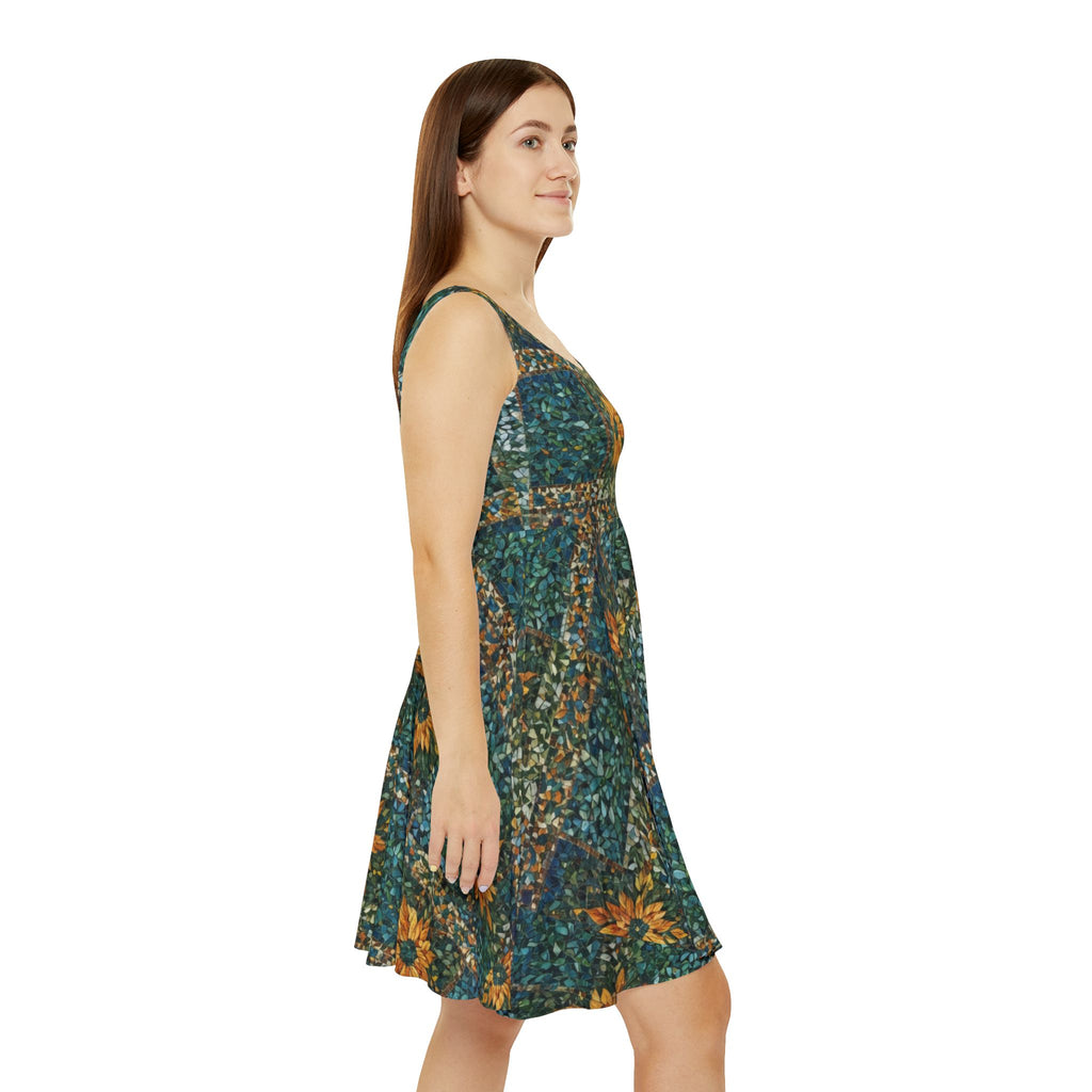 Skater Dress — Sunflower Mosaic All-Over Print
