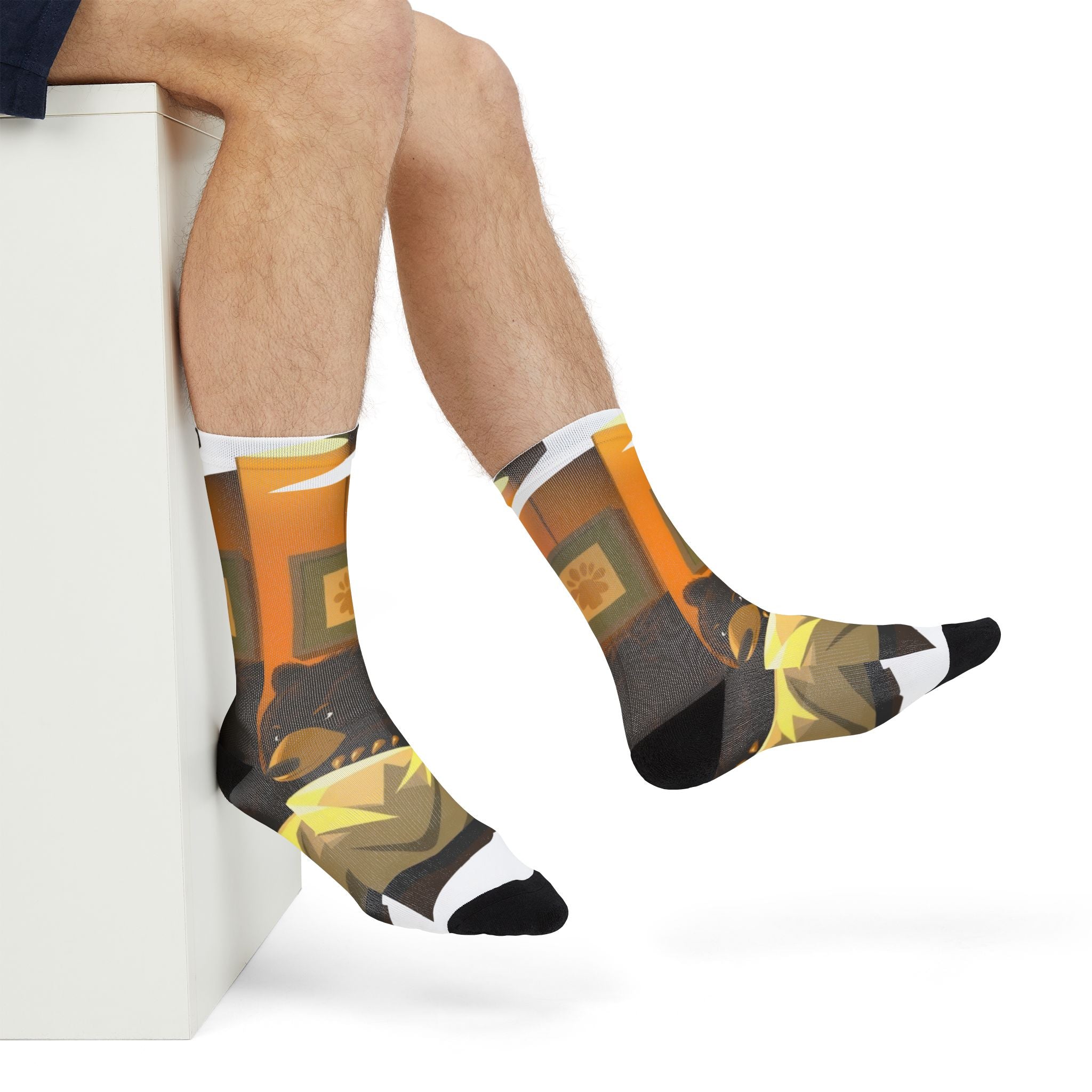 Cozy Bear Crew Socks — Sublimated Graphic Cabin Socks