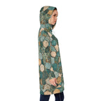 Geometric Teal Hex Tile Hoodie Dress — All-Over Print Cozy Tunic