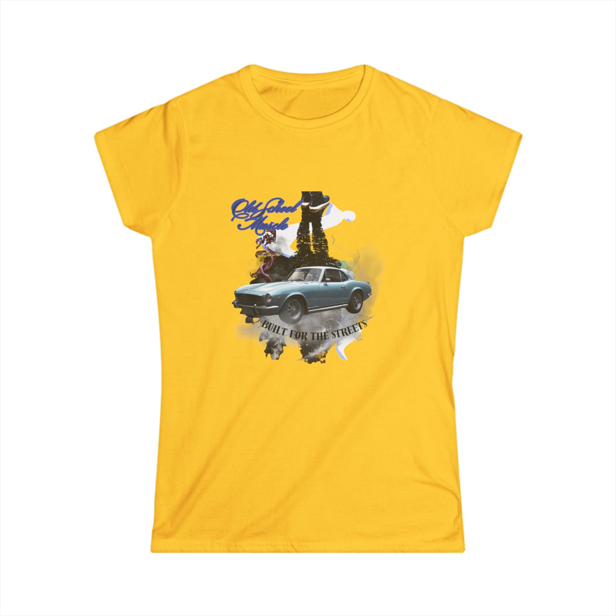 Classic Muscle Car Graphic Tee — “Drive Free, Live Loud” Women’s T-Shirt