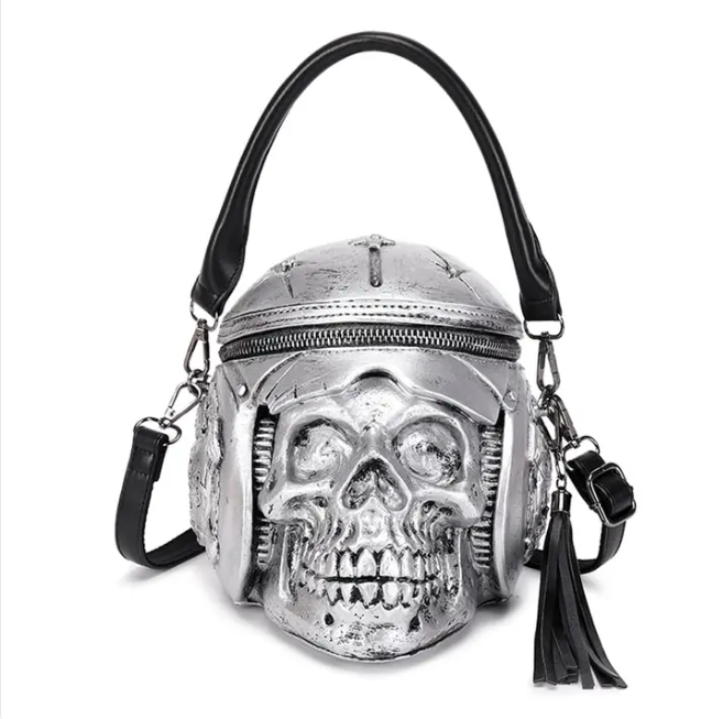 3D Backpack, Fashion 3D Skull With Helmet And Earphone Cross Body Handle Shoulder Bag