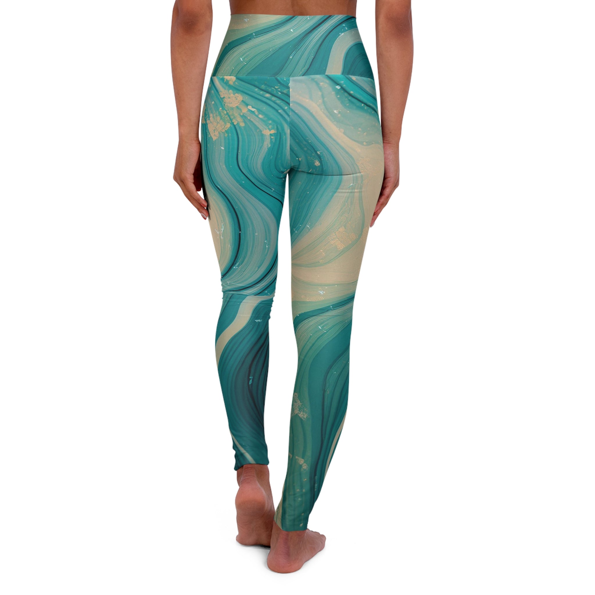 Teal Marble High-Waisted Yoga Leggings