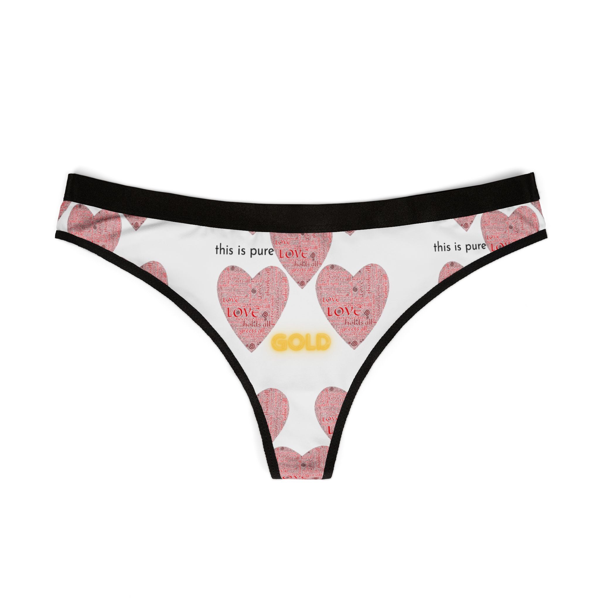 Heart Pattern Women’s Thong — “This Is Pure Gold” Valentine Lingerie