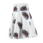 Abstract Smoke Floral Skater Skirt — White All-Over Print