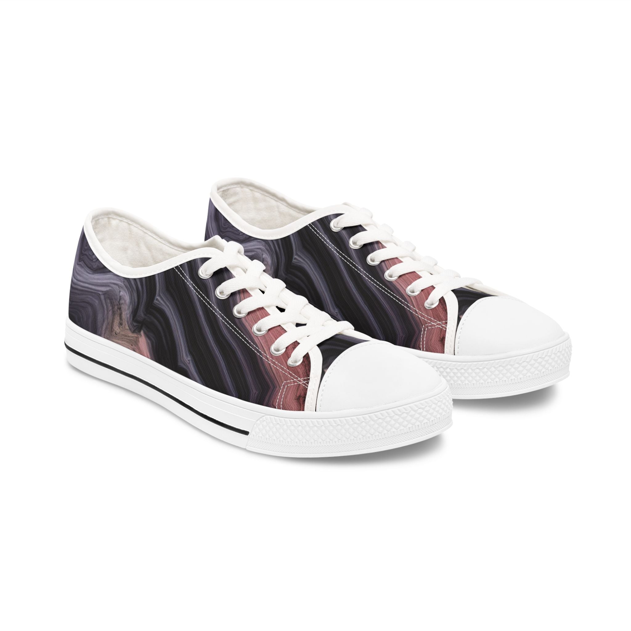 Low Top Sneakers — Moody Marble Swirl Print Women’s Canvas Shoes