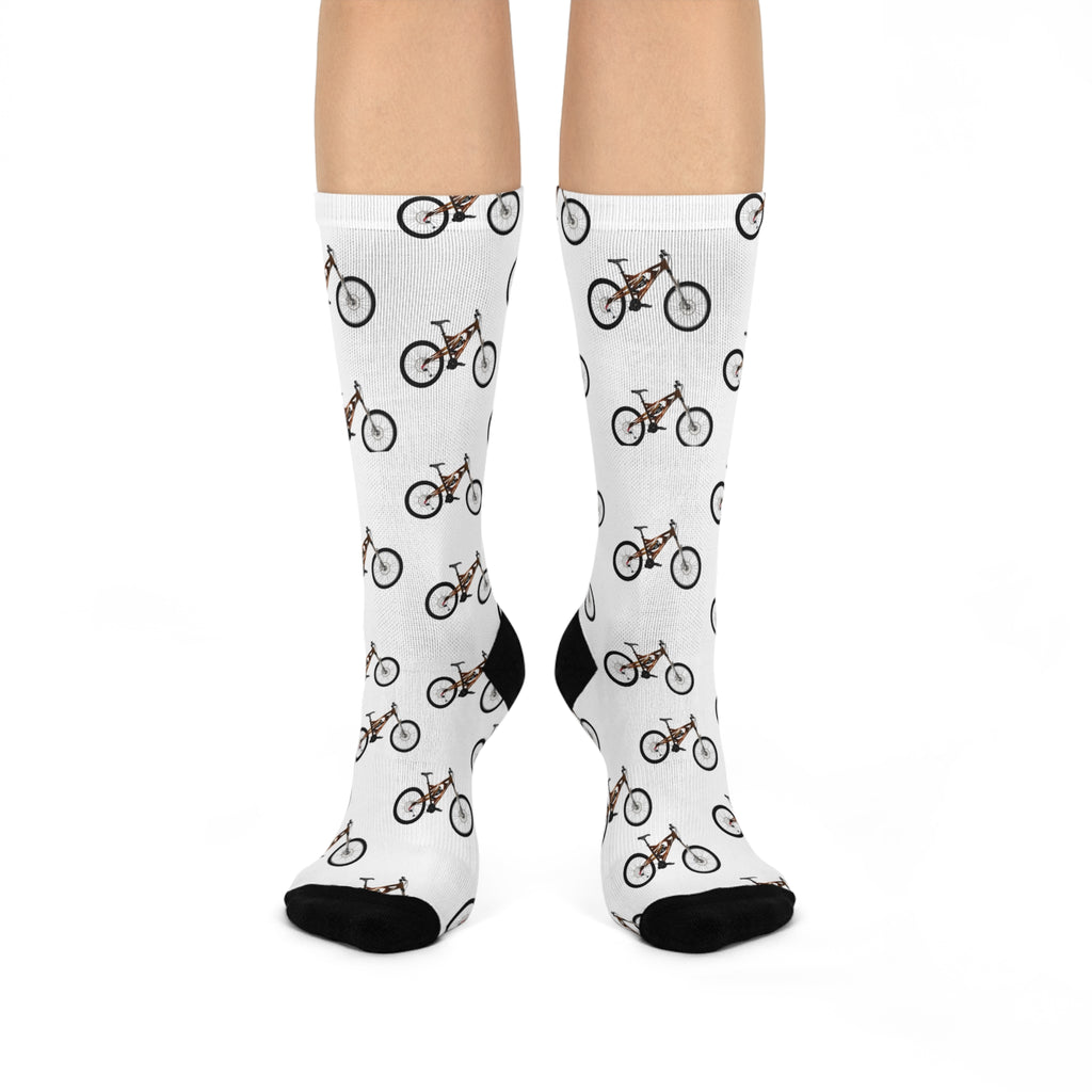 Bicycle Pattern Cushioned Crew Socks — Cozy Cycling Gift