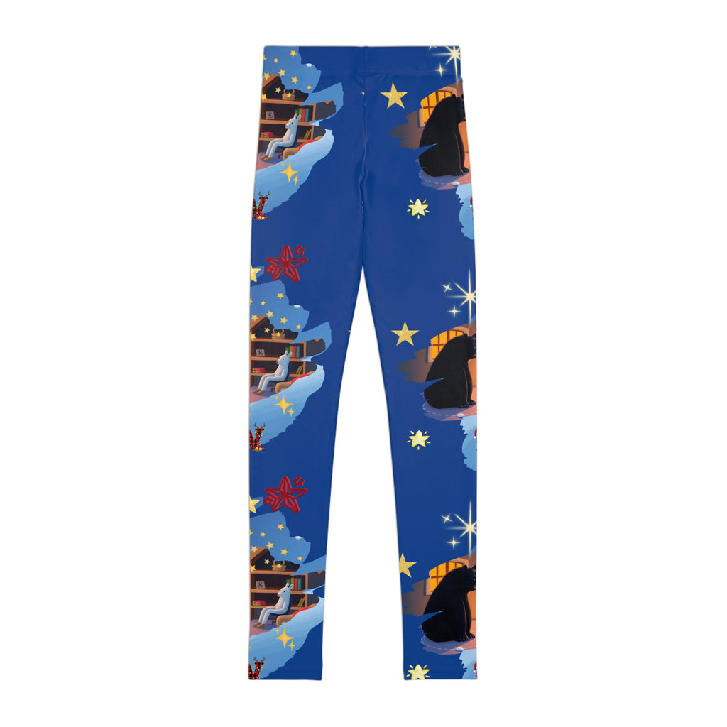 Christmas Nativity Youth Leggings – 'Now' Blue Nativity Print AOP