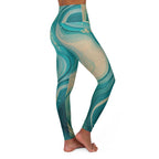 Teal Marble High-Waisted Yoga Leggings