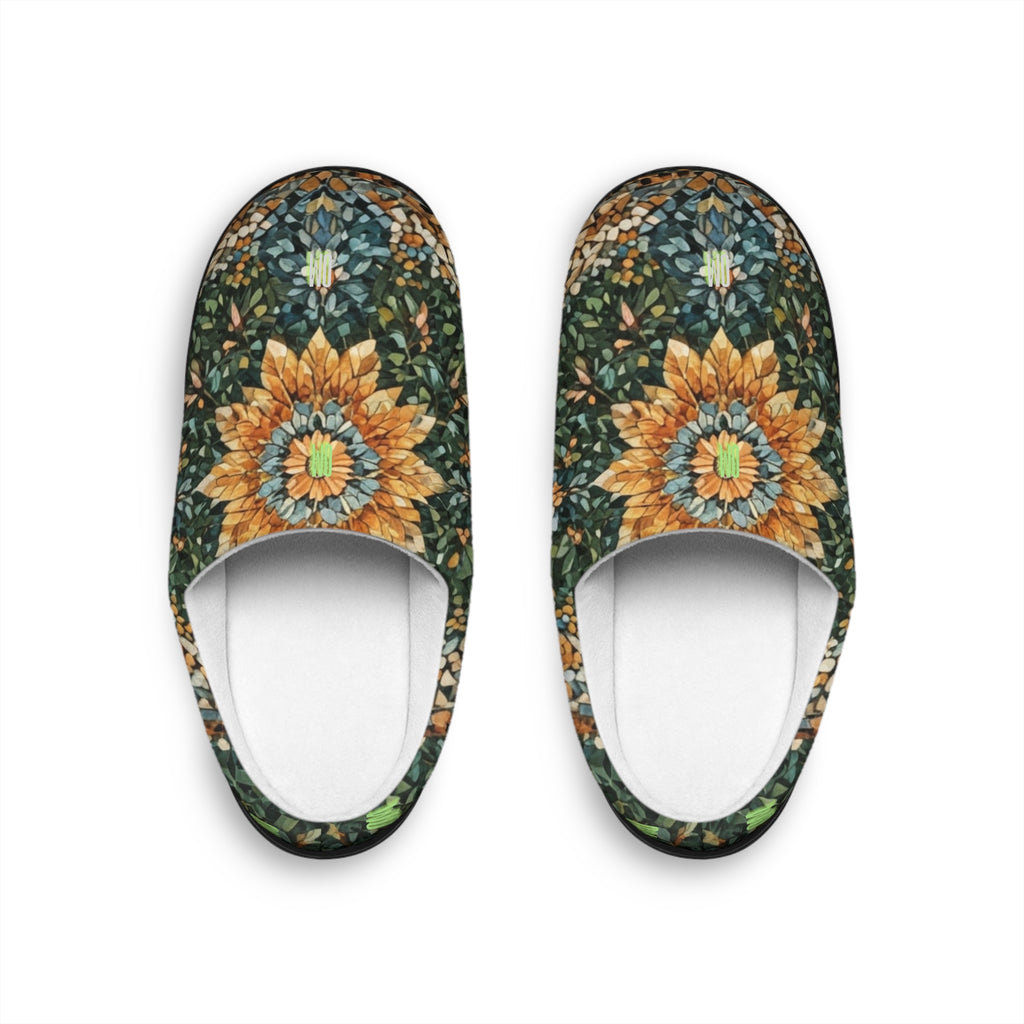 Sunflower Mosaic Women's Indoor Slippers — Cozy Floral Slip-Ons