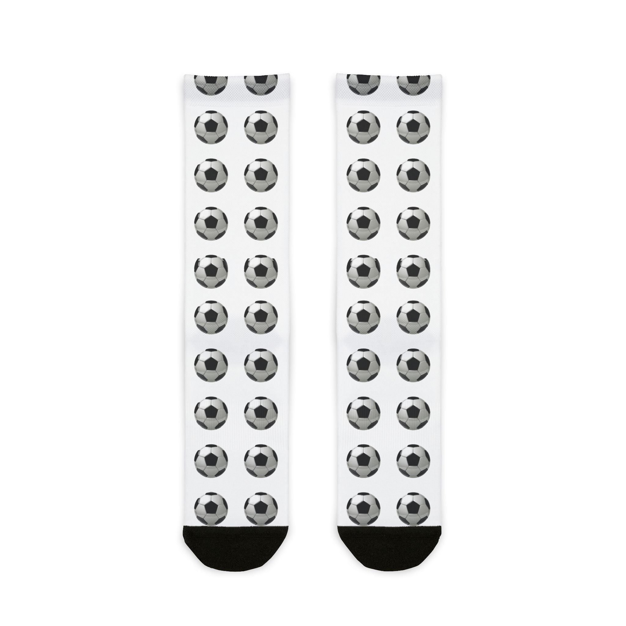 Soccer Ball Pattern Sublimation Crew Socks — White Football Athletic Socks