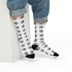 Soccer Ball Pattern Sublimation Crew Socks — White Football Athletic Socks