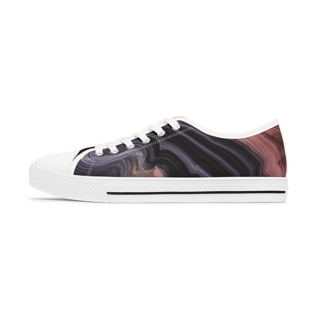 Low Top Sneakers — Moody Marble Swirl Print Women’s Canvas Shoes