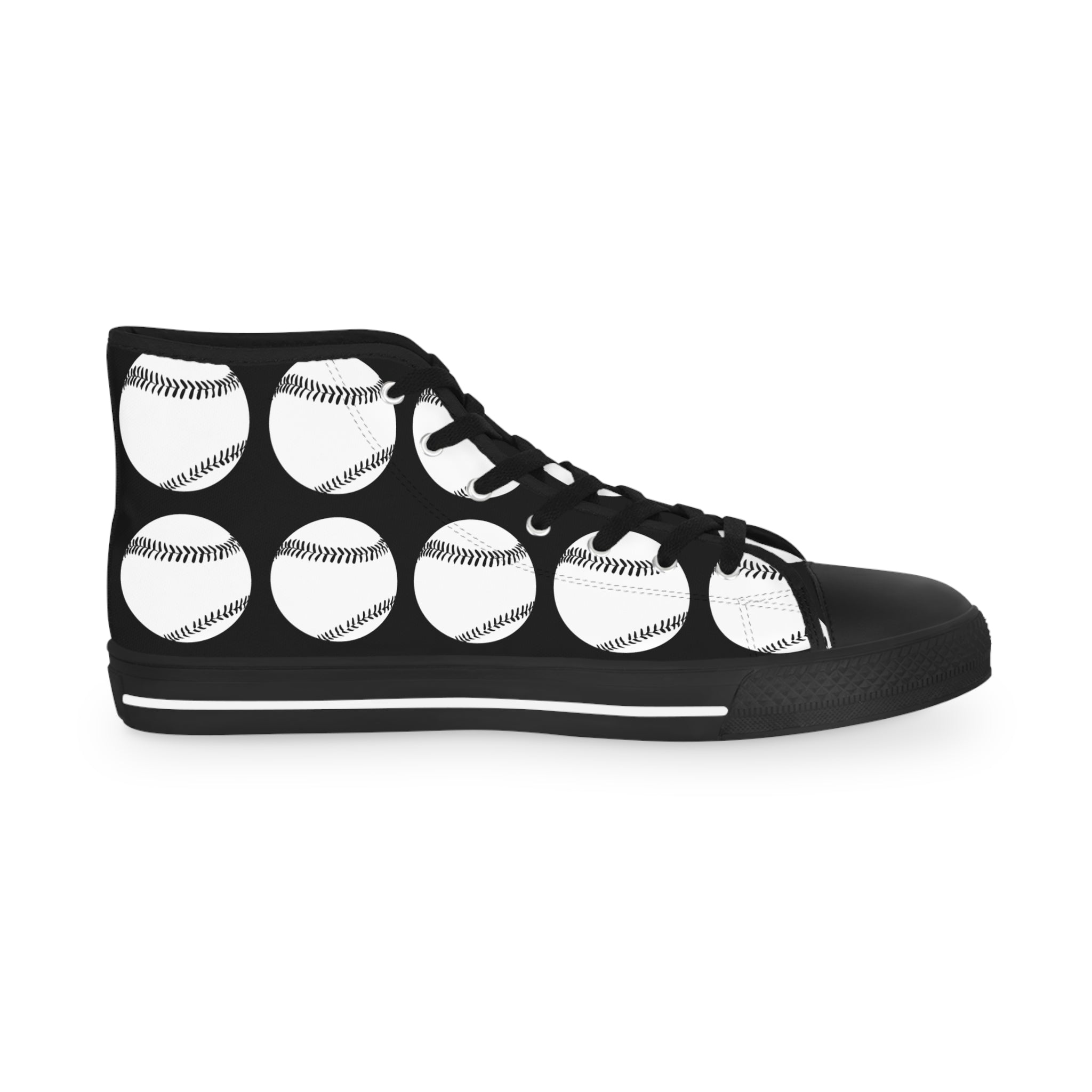 Baseball Pattern High Top Sneakers — Men’s Athletic Canvas Shoes