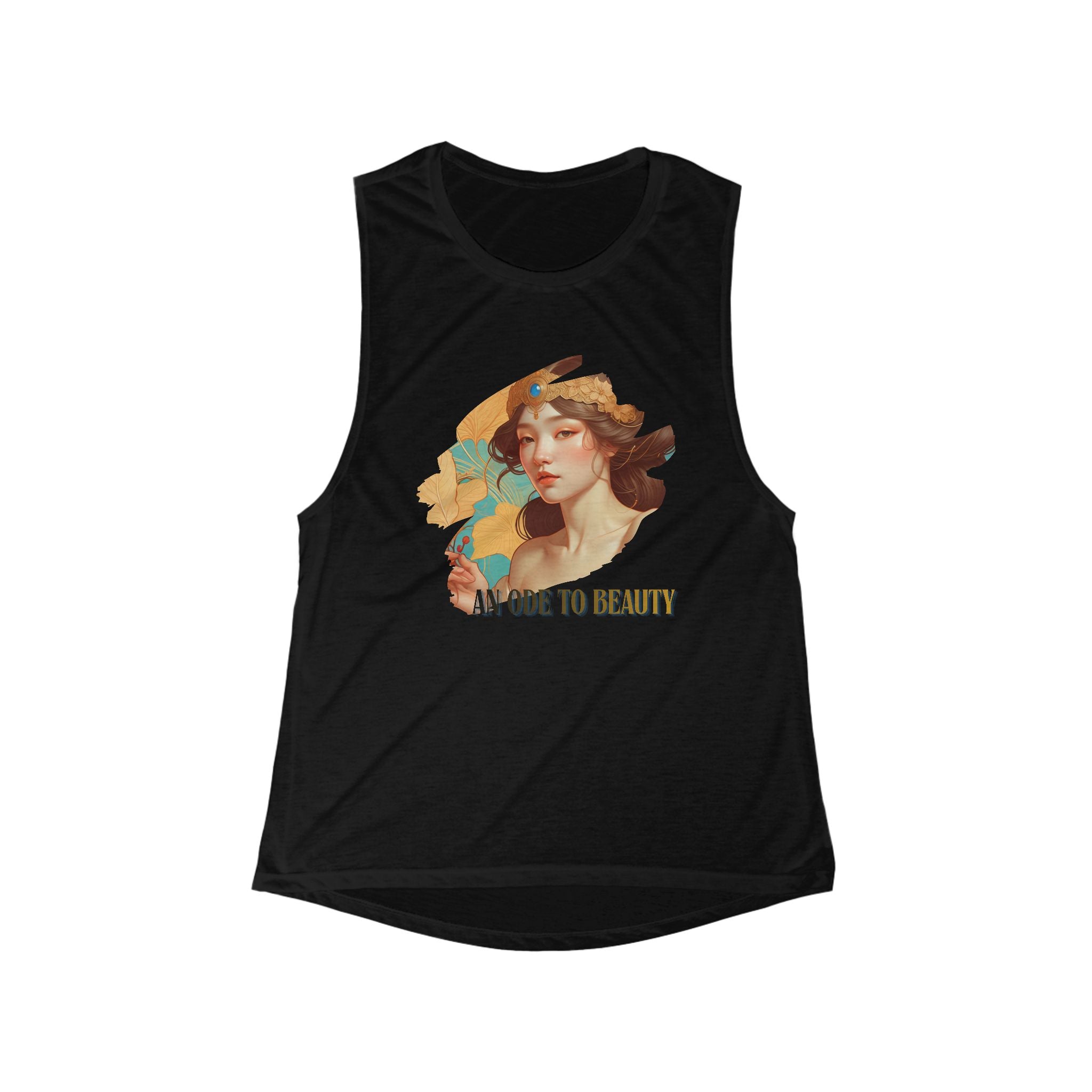 Art Nouveau Beauty Scoop Muscle Tank — "Be True to Beauty" Vintage Floral Graphic