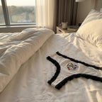 Women's Thong — White 'LOVE' Floral Print Seamless Panty