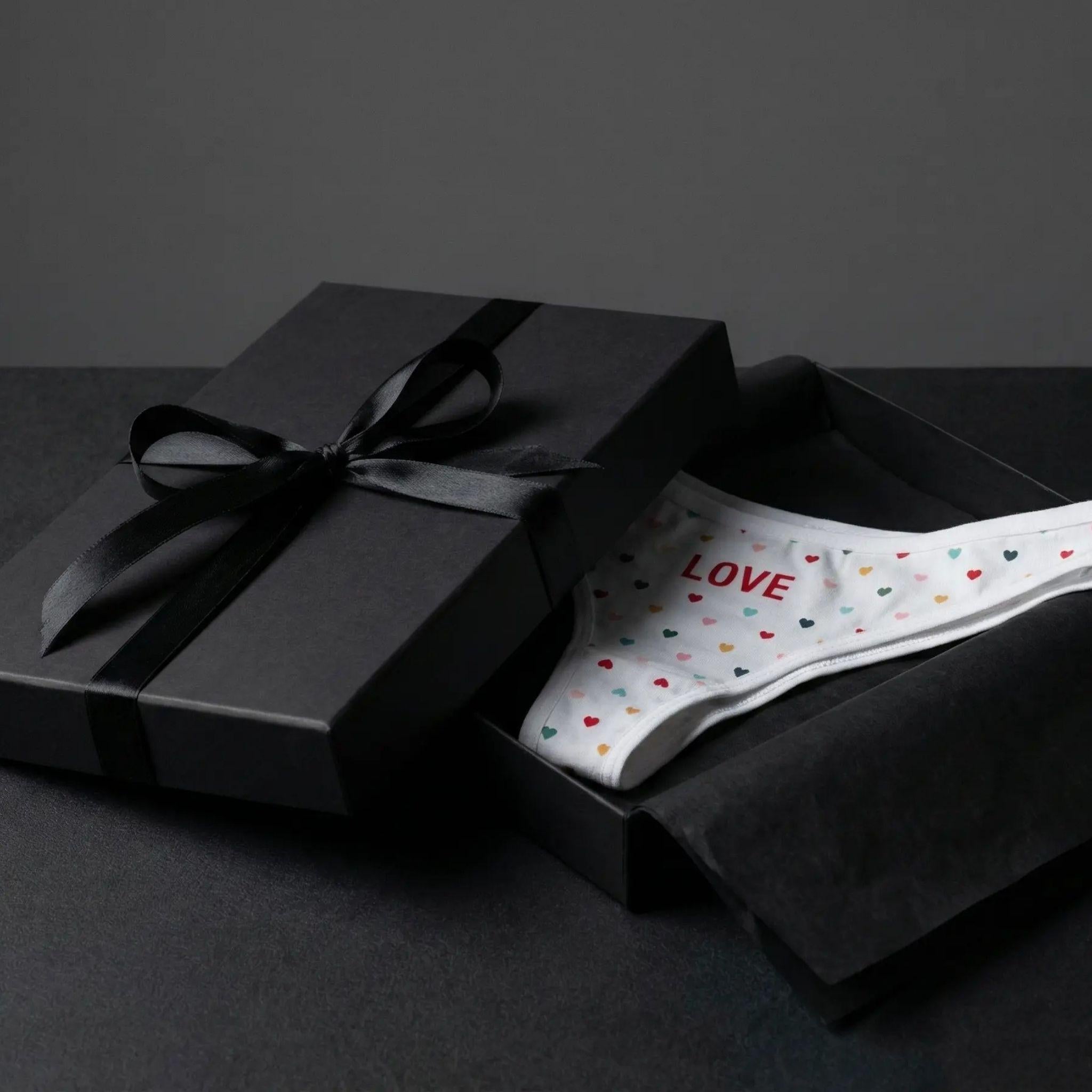 Women's Thong — White 'LOVE' Floral Print Seamless Panty