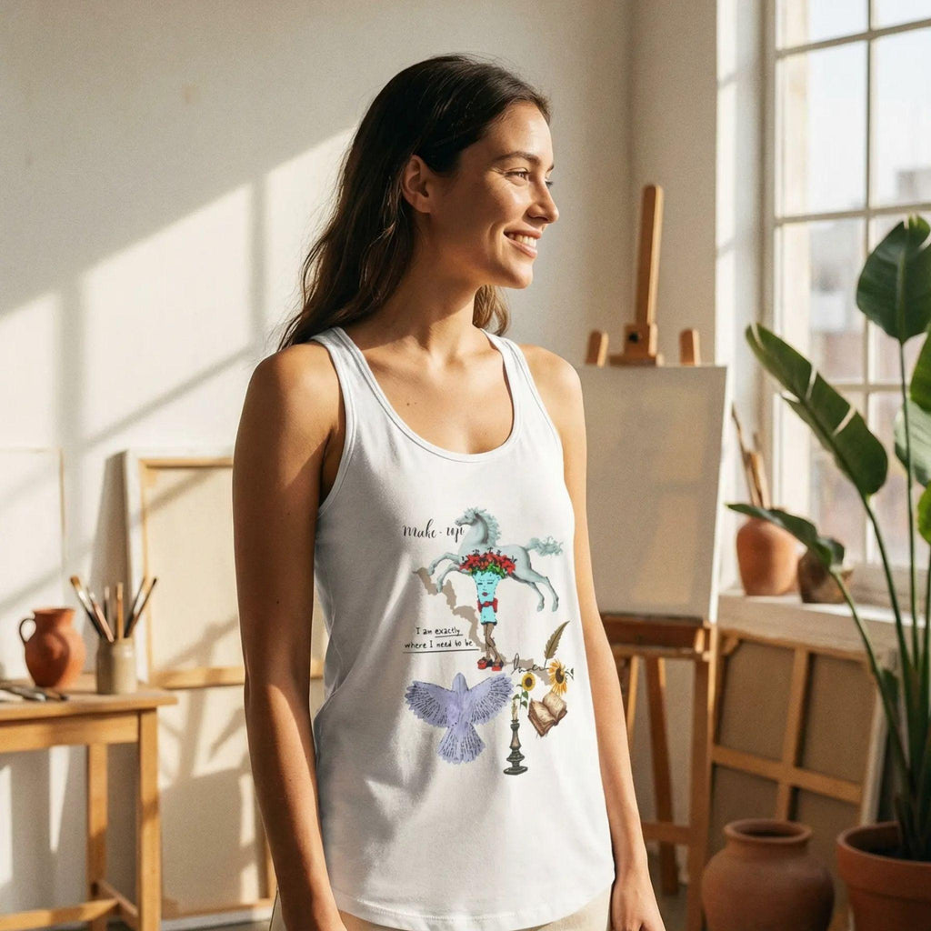 Destiny in Time Racerback Tank — Women's Text Graphic Tank Top