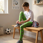 Kids Leggings — Green All-Over Print Cartoon Globe Pattern