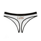 Women's Thong — White 'LOVE' Floral Print Seamless Panty