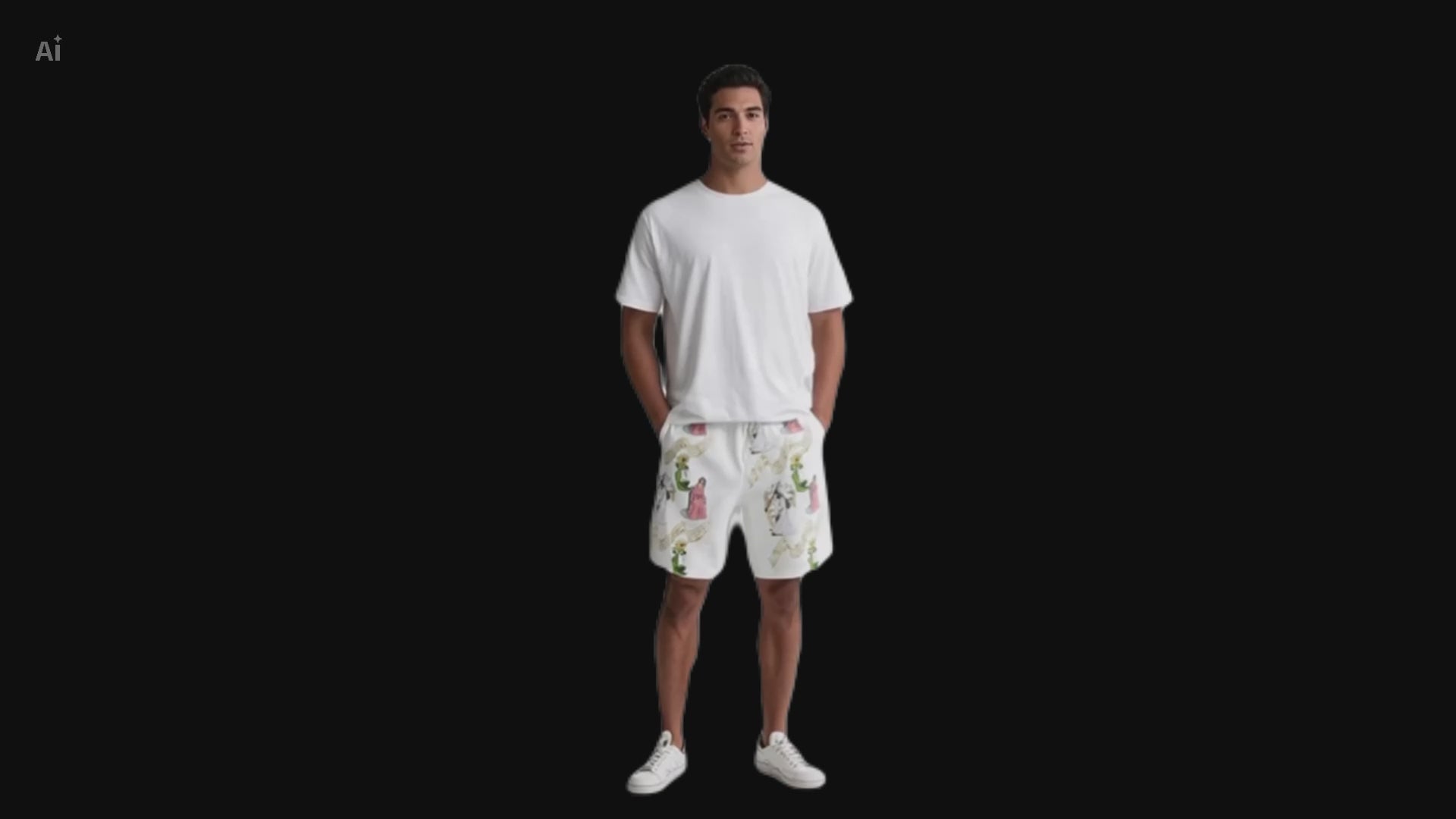 Men's Beach Shorts — Vintage Choir Angel & Musical Notes All-Over Print